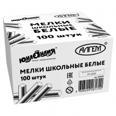 Мел белый ЮНЛАНДИЯ Алгем+, натуральный, набор 100 штук, квадратный, 229070