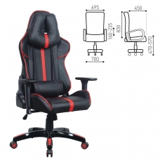 Кресло компьютерное BRABIX GT Carbon GM-120, две подушки, экокожа, черное/красное, 531931 Кресло компьютерное BRABIX GT Carbon GM-120, две подушки, экокожа, черное/красное, 531931