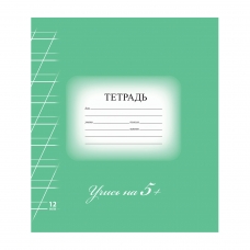 Тетрадь 12 л. BRAUBERG ЭКО 5-КА, косая линия, обложка картон, ЗЕЛЕНАЯ, 104762