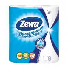 Полотенца бумажные бытовые, спайка 2 шт., 2-х слойные 2х14 м, ZEWA, белые, 144001