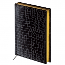 Ежедневник BRAUBERG полудатированный, А5, 148х218 мм, Alligator, под крокодиловую кожу, 192 л.,черный, кремовый бл., зол. срез, 124985 Ежедневник BRAUBERG полудатированный, А5, 148х218 мм, Alligator, под крокодиловую кожу, 192 л.,черный, кремовый бл., зол. срез, 124985
