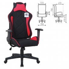 Кресло компьютерное BRABIX GT Racer GM-101, подушка, ткань, черное/красное Кресло компьютерное BRABIX GT Racer GM-101, подушка, ткань, черное/красное