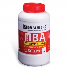 Клей ПВА BRAUBERG, 1 кг, суперпрочный керамика, ткань, кожа, дерево, бумага, картон, 600984