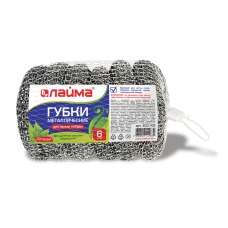Губки мочалки для посуды металлические ЛАЙМА, комплект 6 шт., сетчатые по 15 г, 603103 Губки мочалки для посуды металлические ЛАЙМА, комплект 6 шт., сетчатые по 15 г, 603103