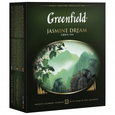 Чай GREENFIELD Гринфилд Jasmine Dream Жасминовый сон, зеленый с жасмином, 100 пакетиков в конвертах по 2 г, 0586-09
