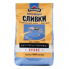 Сливки сухие РАСПАК быстрорастворимые, 1000 г ~ 400 порций, мягкий пакет, 11224