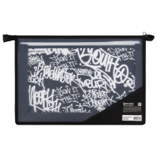 Папка для труда BRAUBERG А4, 2 отделения, пластик, молния сверху, органайзер, Graffiti, 272215