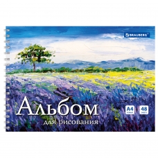 Альбом для рисования, А4, 48 л., гребень, обложка картон, BRAUBERG, 205х290 мм, Летний пейзаж (2 вида), 106328 Альбом для рисования, А4, 48 л., гребень, обложка картон, BRAUBERG, 205х290 мм, Летний пейзаж (2 вида), 106328