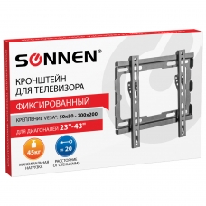 Кронштейн-крепление для ТВ настенный, до 45 кг. VESA 100х100-200х200, 23-43, черный, SONNEN, 455948 Кронштейн-крепление для ТВ настенный, до 45 кг. VESA 100х100-200х200, 23-43, черный, SONNEN, 455948