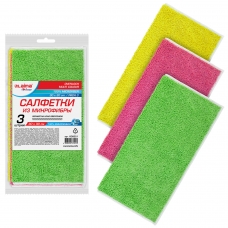 Салфетки из микрофибры 30х30 см, КОМПЛЕКТ 3 шт. OVERLOCK MULTI COLOUR PACK 3, LAIMA HOME, 608221