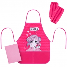 Набор для уроков труда BRAUBERG KIDS, клеенка ПВХ, накидка фартук с нарукавниками, Anime style, 272362