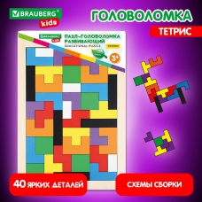Головоломка развивающая деревянная Тетрис, цветной, 18х27 см, BRAUBERG KIDS, 665262