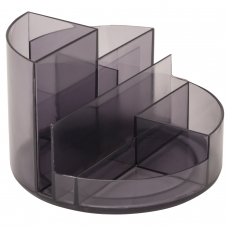 Подставка-органайзер BRAUBERG ROUND, 6 отделений, 130х130х90 мм, тонированная серая, 238101, ОР01