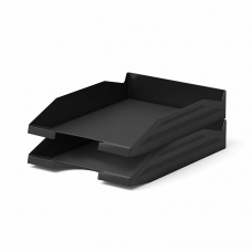 Лоток горизонтальный для бумаг КОМПЛЕКТ 2 шт., BRAUBERG Modern, 346х254х61 мм, черный, 238024