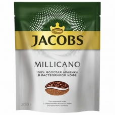 Кофе молотый в растворимом JACOBS Millicano, сублимированный, 200 г, мягкая упаковка, 8052484