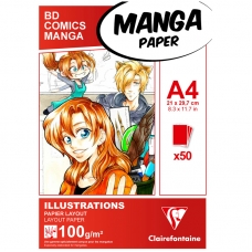 Скетчбук для маркеров 50л., А4 Clairefontaine 'Manga Illustrations', на склейке, 100г/м2 Скетчбук для маркеров 50л., А4 Clairefontaine 'Manga Illustrations', на склейке, 100г/м2