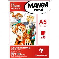 Скетчбук для маркеров 50л., А5 Clairefontaine 'Manga Illustrations', на склейке, 100г/м2 Скетчбук для маркеров 50л., А5 Clairefontaine 'Manga Illustrations', на склейке, 100г/м2