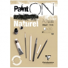Скетчбук - альбом для смешанных техник 30л., А3, на склейке Clairefontaine 'Paint'ON Naturel', крафт, 250г/м2 Скетчбук - альбом для смешанных техник 30л., А3, на склейке Clairefontaine 'Paint'ON Naturel', крафт, 250г/м2