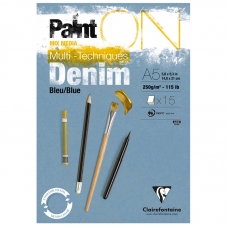 Скетчбук - альбом для смешанных техник 15л., А5 Clairefontaine 'Paint ON Denim Blue', на склейке, джинсовый, 250г/м2