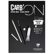 Скетчбук 20л., А3 Clairefontaine 'Carb ON', на склейке, мелкозер., черный, 120г/м2