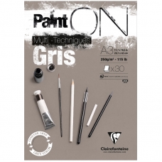 Скетчбук - альбом для смешанных техник 30л., А3, на склейке Clairefontaine 'Paint'ON Grey', серый, 250г/м2
