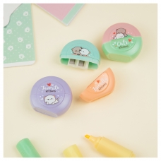 Точилка пластиковая MESHU 'Cute kittens', 2 отверстия, ассорти Точилка пластиковая MESHU 'Cute kittens', 2 отверстия, ассорти