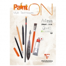 Скетчбук - альбом для смешанных техник 40л., А4, на склейке Clairefontaine 'Paint'ON', мелкозерн., 250г/м2 Скетчбук - альбом для смешанных техник 40л., А4, на склейке Clairefontaine 'Paint'ON', мелкозерн., 250г/м2