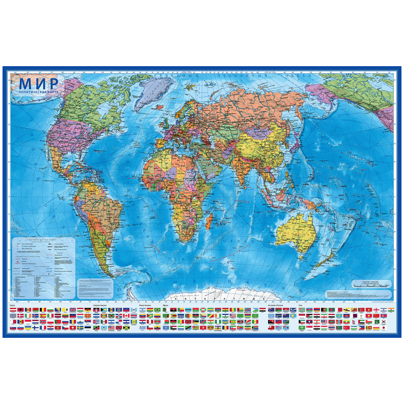 Карта Мир политическая Globen, 1:28млн., 1170*800мм, интерактивная, европодвес КН044 289730w