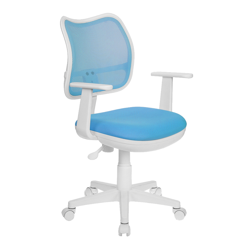 Кресло детское Бюрократ CH-W797, PL, ткань голубая/сетка, механизм качания, пластик белый 813107 194519w