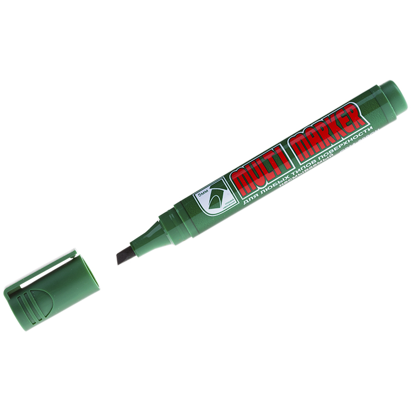 Маркер перманентный Crown Multi Marker Chisel зеленый, скошенный, 5мм CPM-800CH 207892w