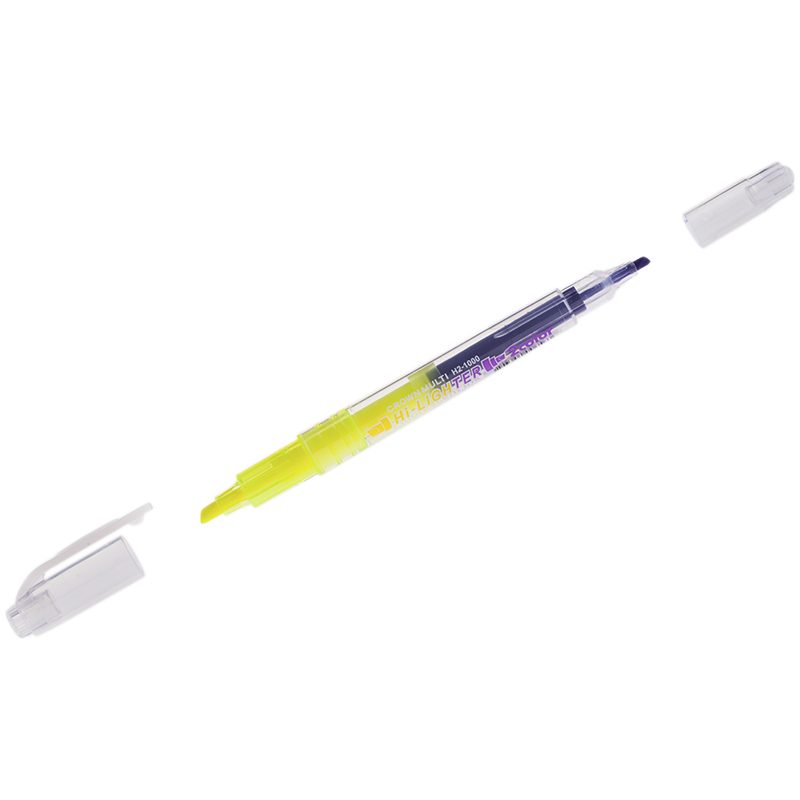 Текстовыделитель двухсторонний Crown Multi Hi-Lighter Twin желтый/фиолетовый, 3/2мм H2-1000 208939w