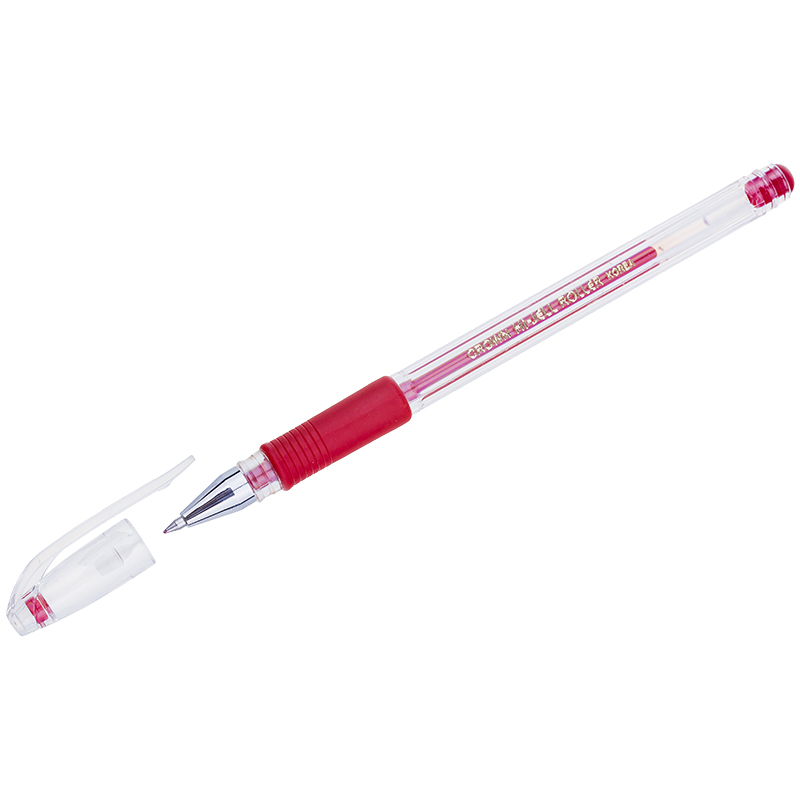 Ручка гелевая Crown Hi-Jell Grip красная, 0,5мм, грип HJR-500RB 215632w