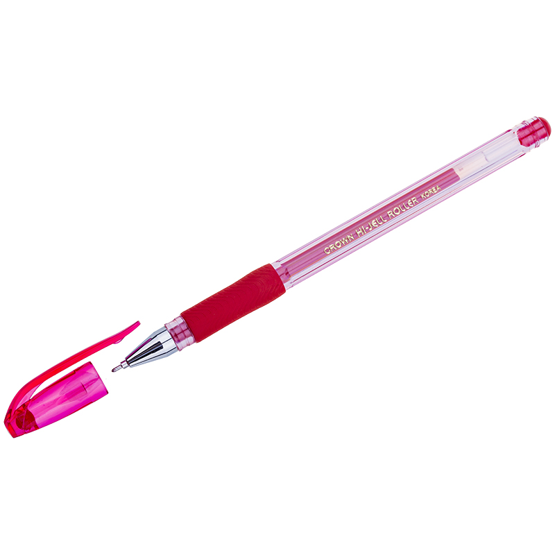 Ручка гелевая Crown Hi-Jell Needle Grip красная, 0,7мм, грип, игольчатый стержень, штрих-код HJR-500RNB 245942w