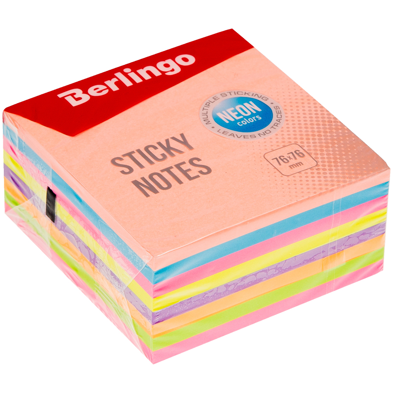 Самоклеящийся блок Berlingo, 76*76мм, 400л, 8 неоновых цветов LSb_76508 266934w