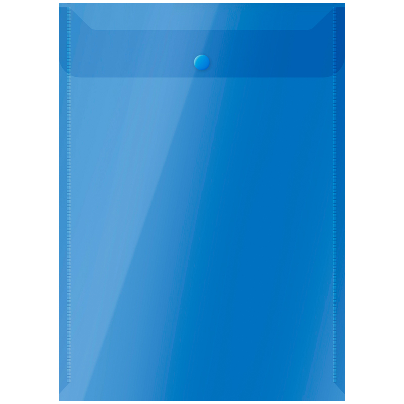 Папка-конверт на кнопке OfficeSpace А4, вертикальная, 150мкм, полупрозрачная, синяя 267525 267525w