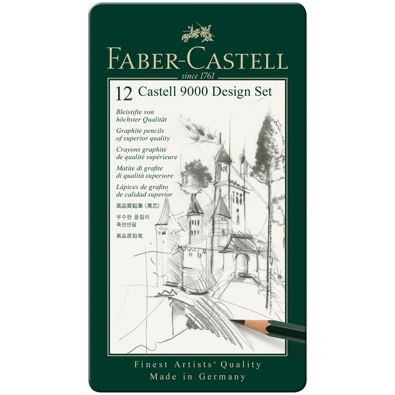 Набор карандашей ч/г Faber-Castell Castell 9000 Design Set, 12шт., 5H-5B, заточен., метал. кор. 119064 285936w