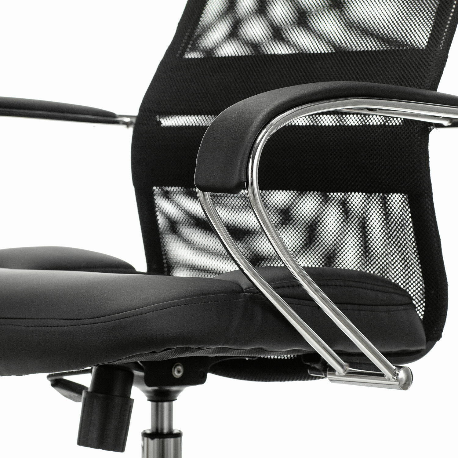 Кресло офисное Brabix Premium Stalker ex-608 Ch, хром, ткань-сетка/кожзам, черное, 532091