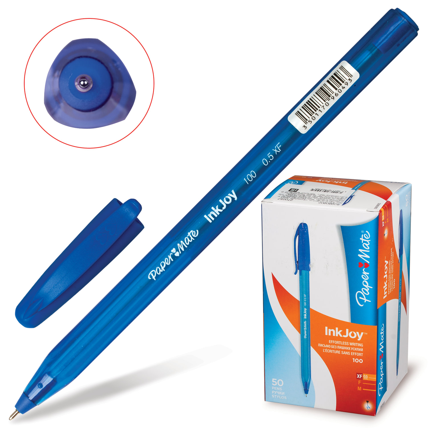 Ручка шариковая PAPER MATE Inkjoy 100, СИНЯЯ, корпус тонированный синий, узел 0,7 мм, линия письма 0,5 мм, S0960900 купите по выгодной цене