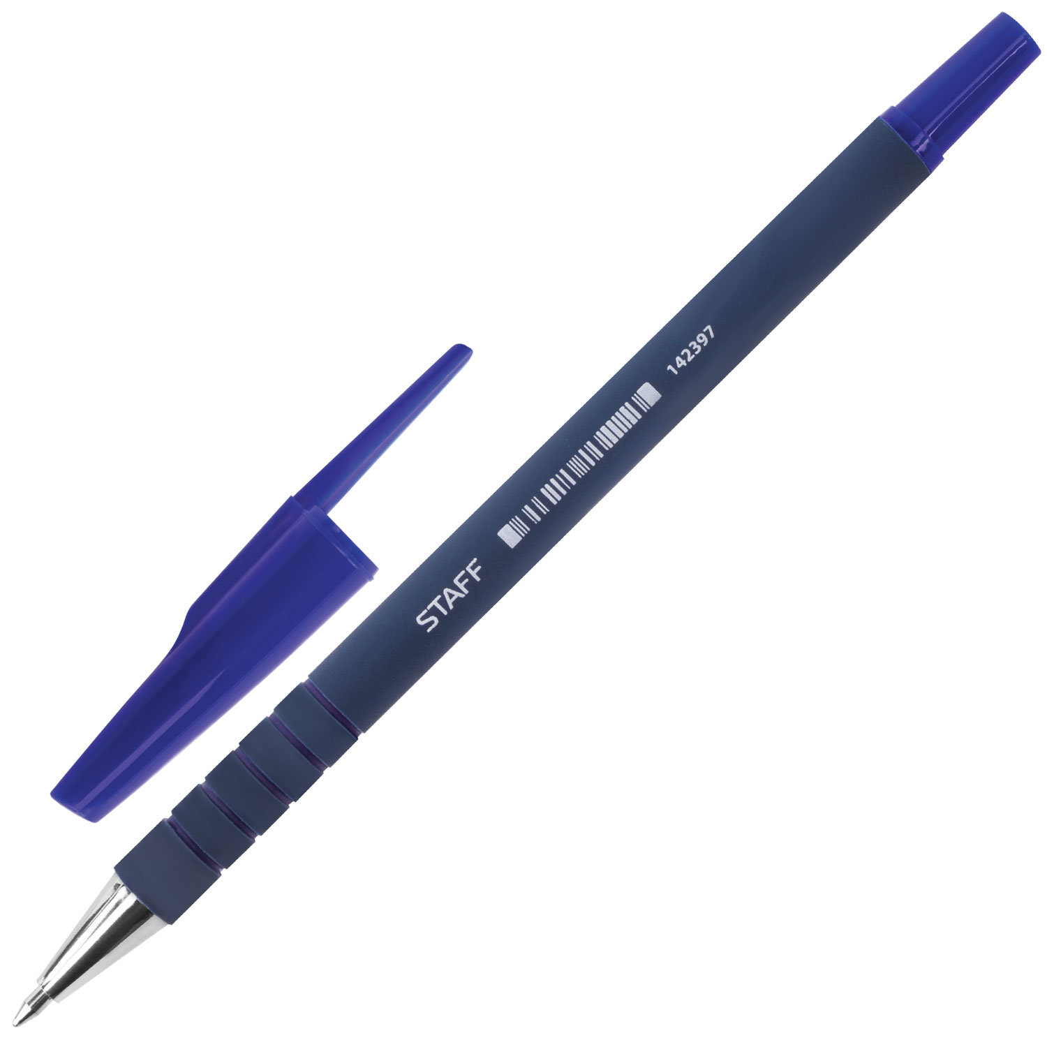 Ручка шариковая STAFF EVERYDAY BP-190, СИНЯЯ, корпус прорезиненный синий, узел 0,7 мм, линия письма 0,35 мм, 142397 купите по выгодной цене