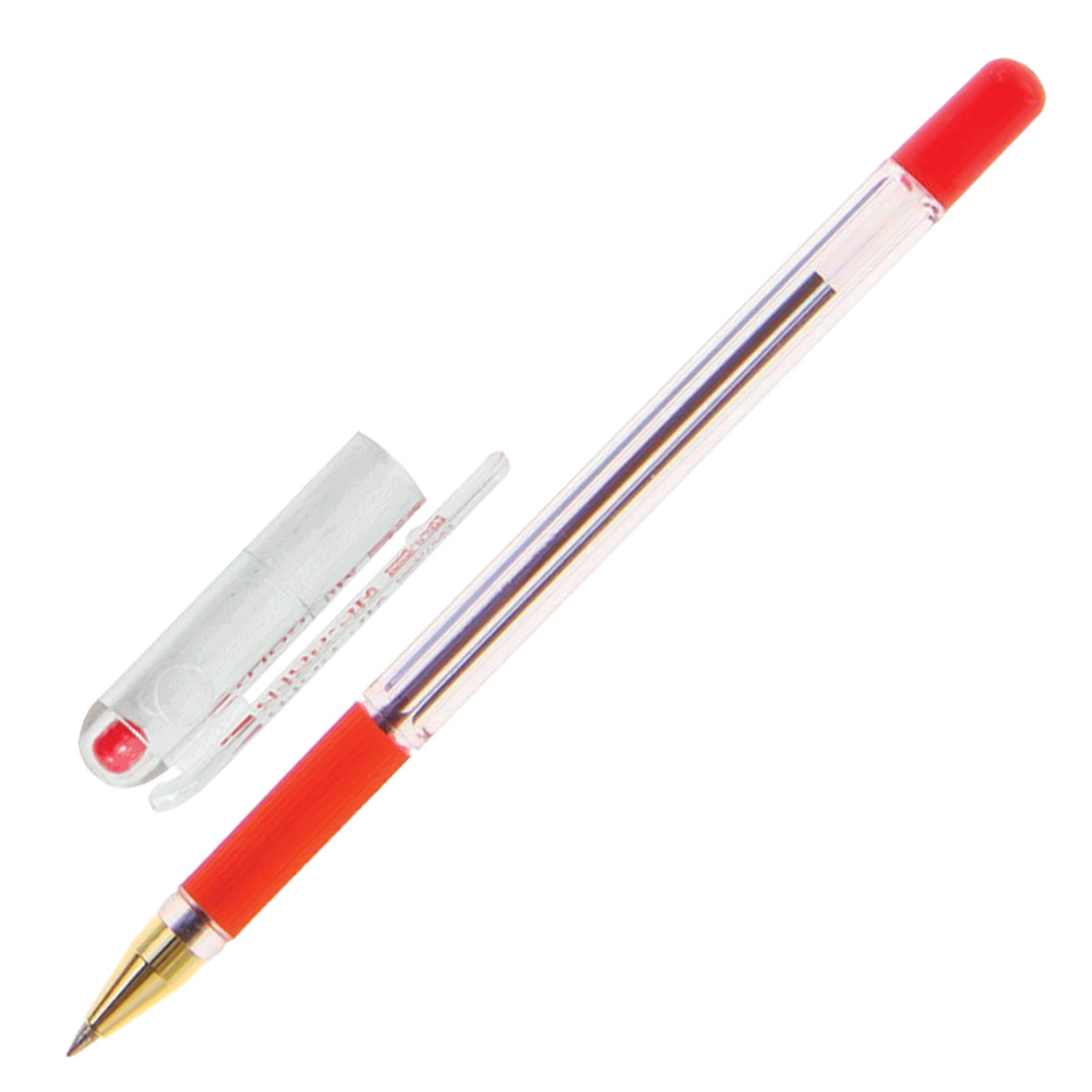 Ручка шариковая масляная с грипом MUNHWA MC Gold, КРАСНАЯ, корпус прозрачный, узел 0,5 мм, линия письма 0,3 мм, BMC-03 купите по выгодной цене