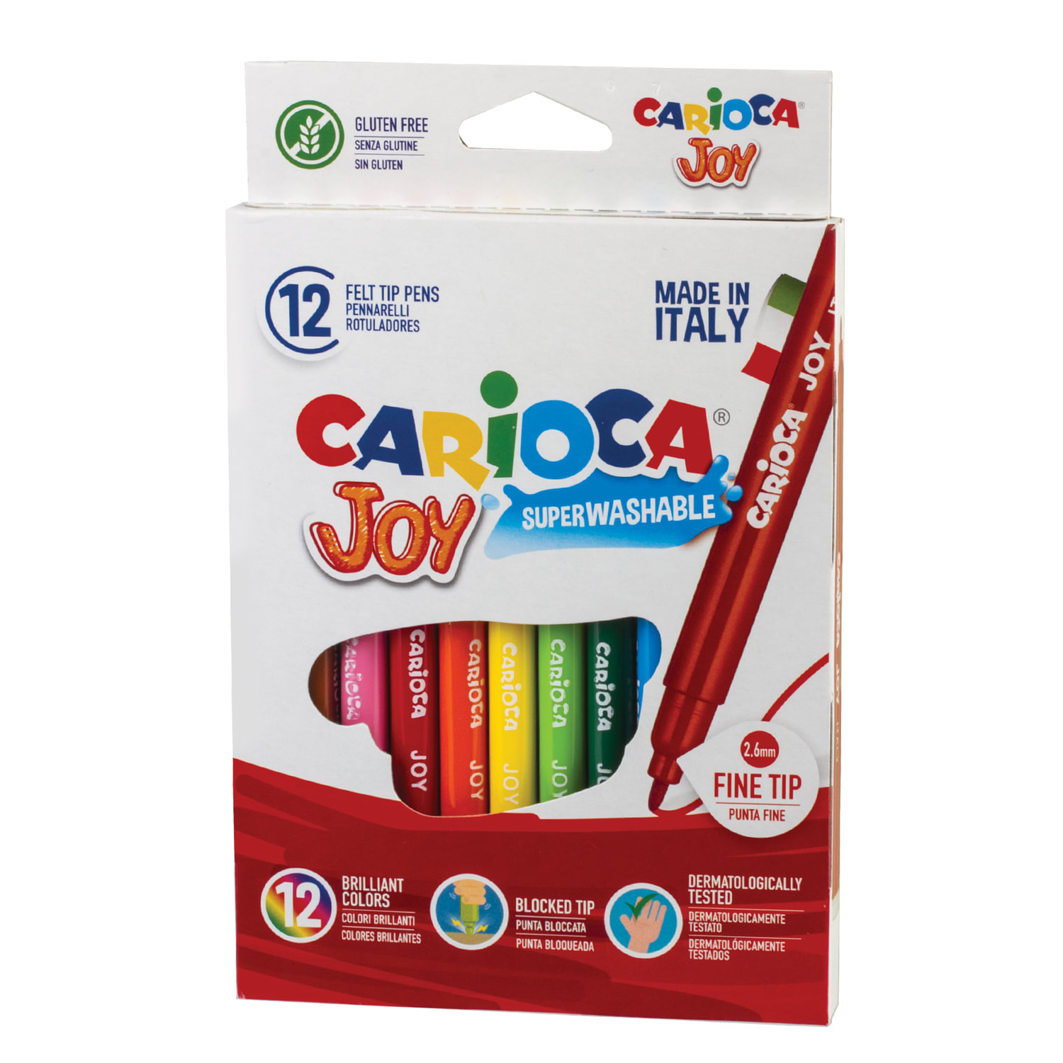 Фломастеры CARIOCA (Италия) Joy, 12 цветов, суперсмываемые, вентилируемый колпачок, картонная коробка, 40614 купите по выгодной цене