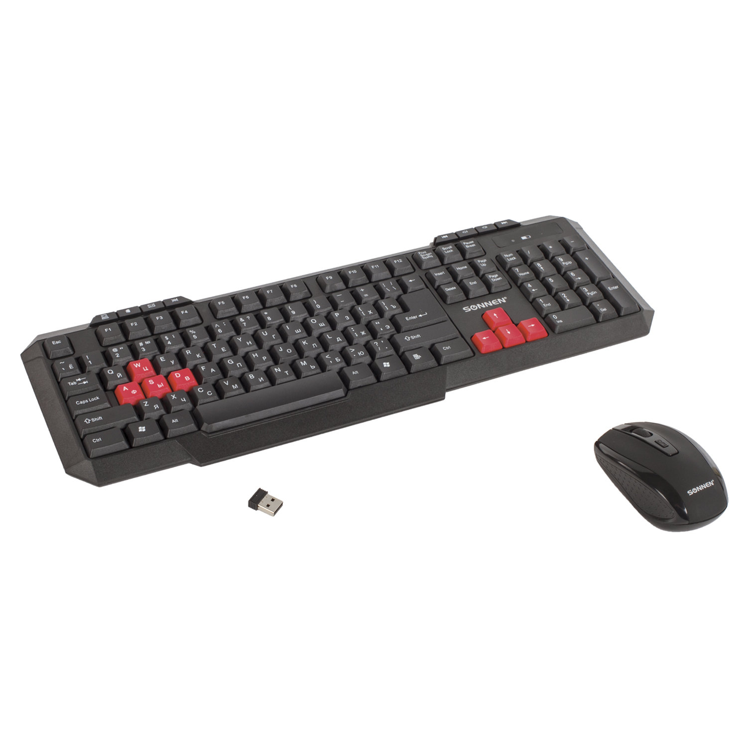 Набор беспроводной SONNEN WKM-1811, клавиатура 112 клавиш мультимедиа, мышь 4 кнопки, черный, 512655 купите по выгодной цене