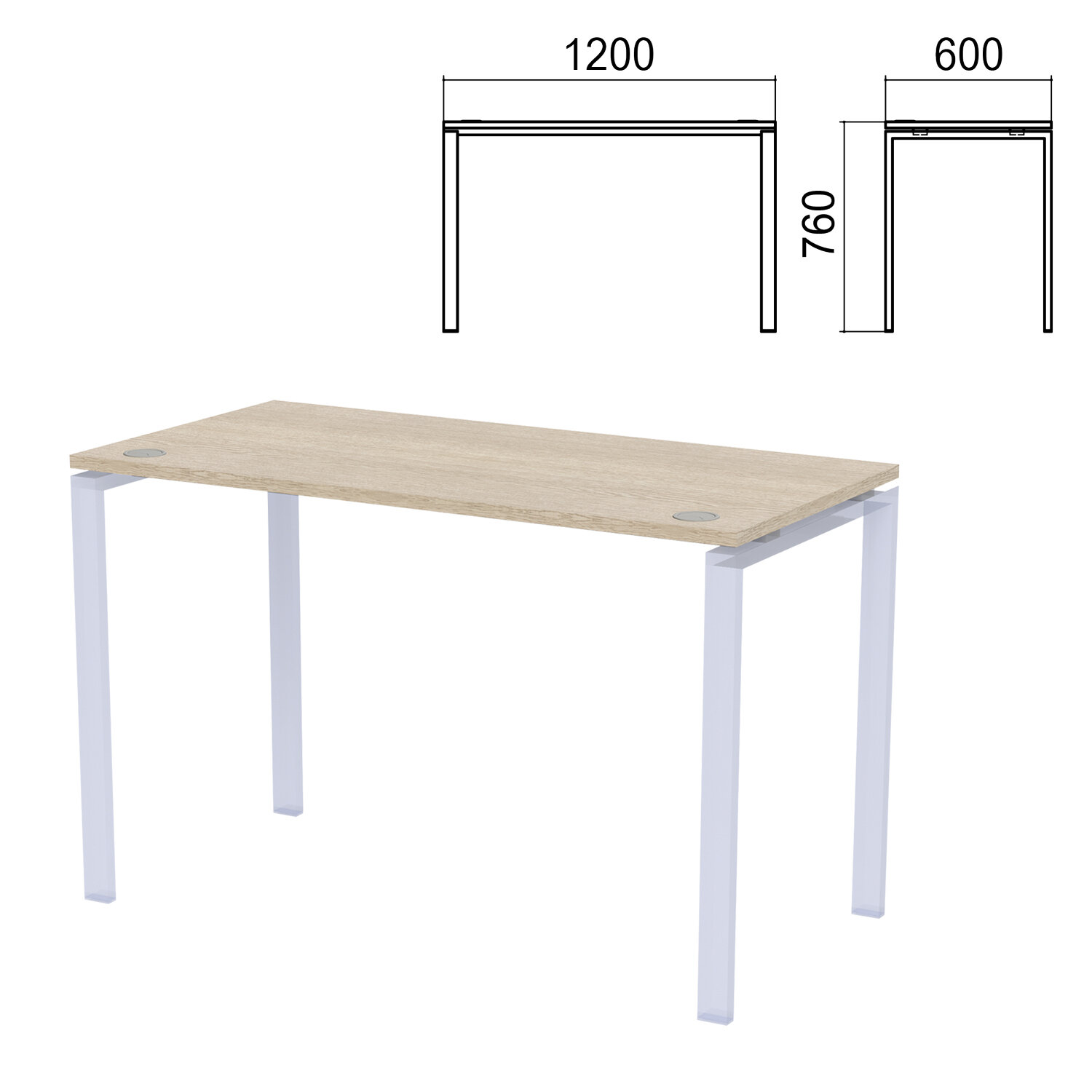 стол прямоугольный на металлокаркасе 1200х600х760 мм