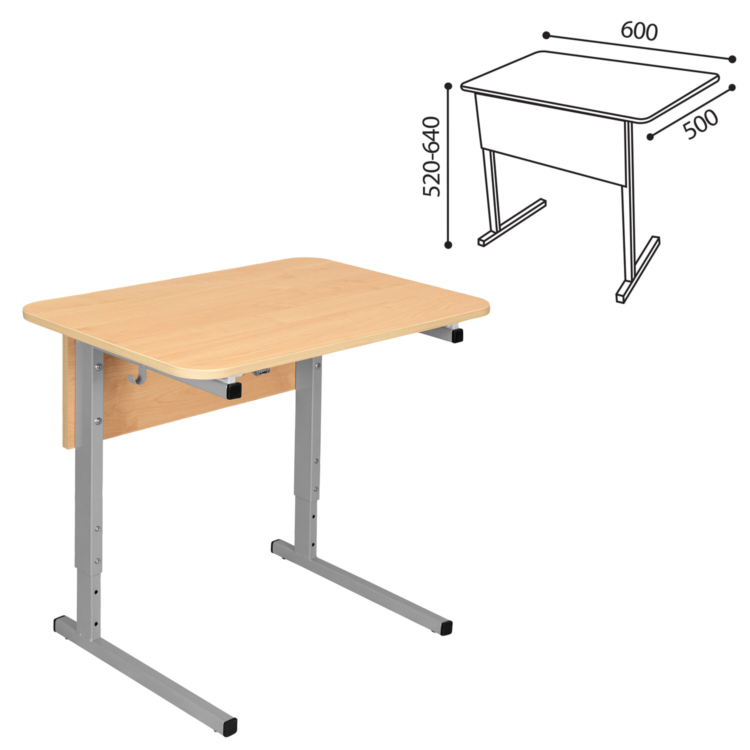 Стол ученический 1-местный 600х500х1000