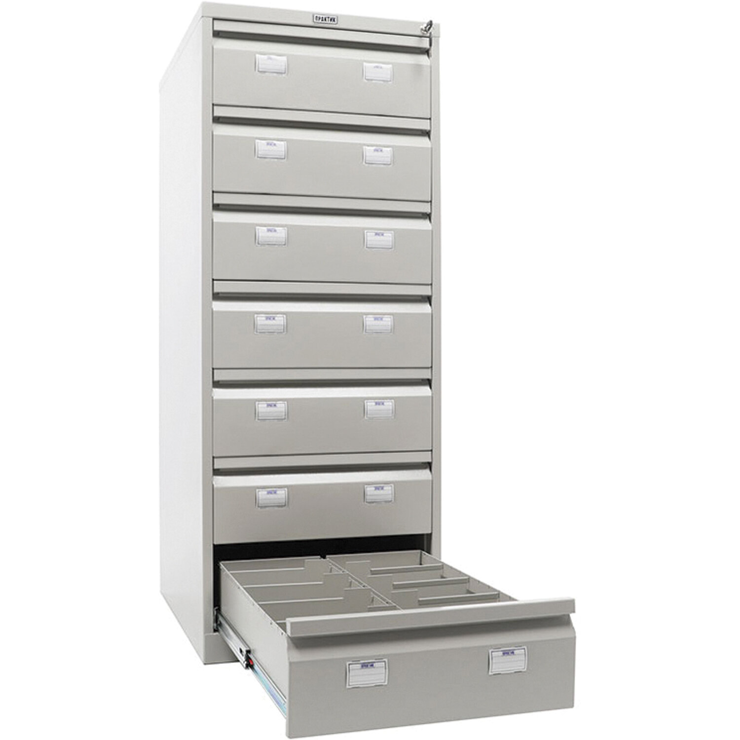 Шкаф картотечный металлический практик afc 04 для документов а4 4 отделения 467x630x1330 мм