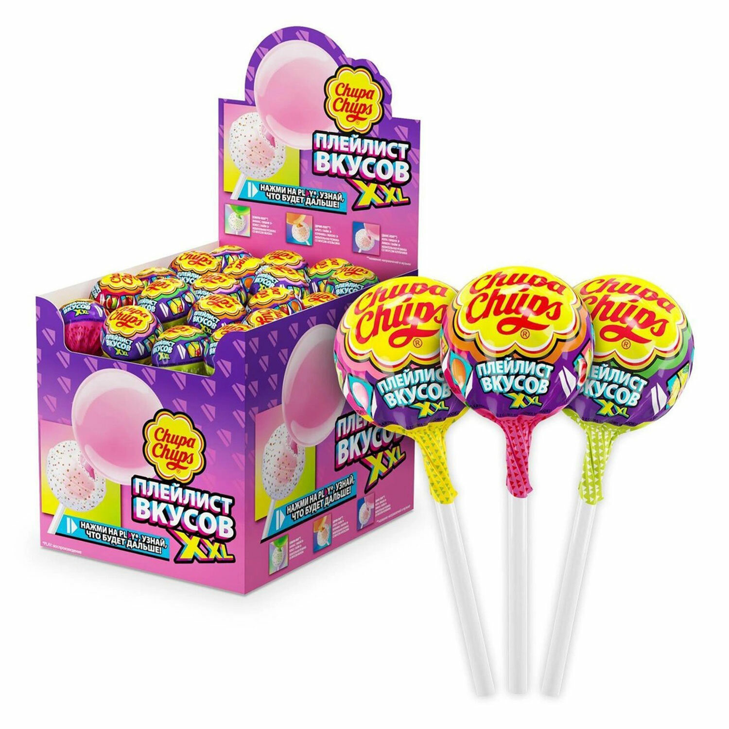 Карамель chupa chups шоубокс Тропик ассорти 12гр