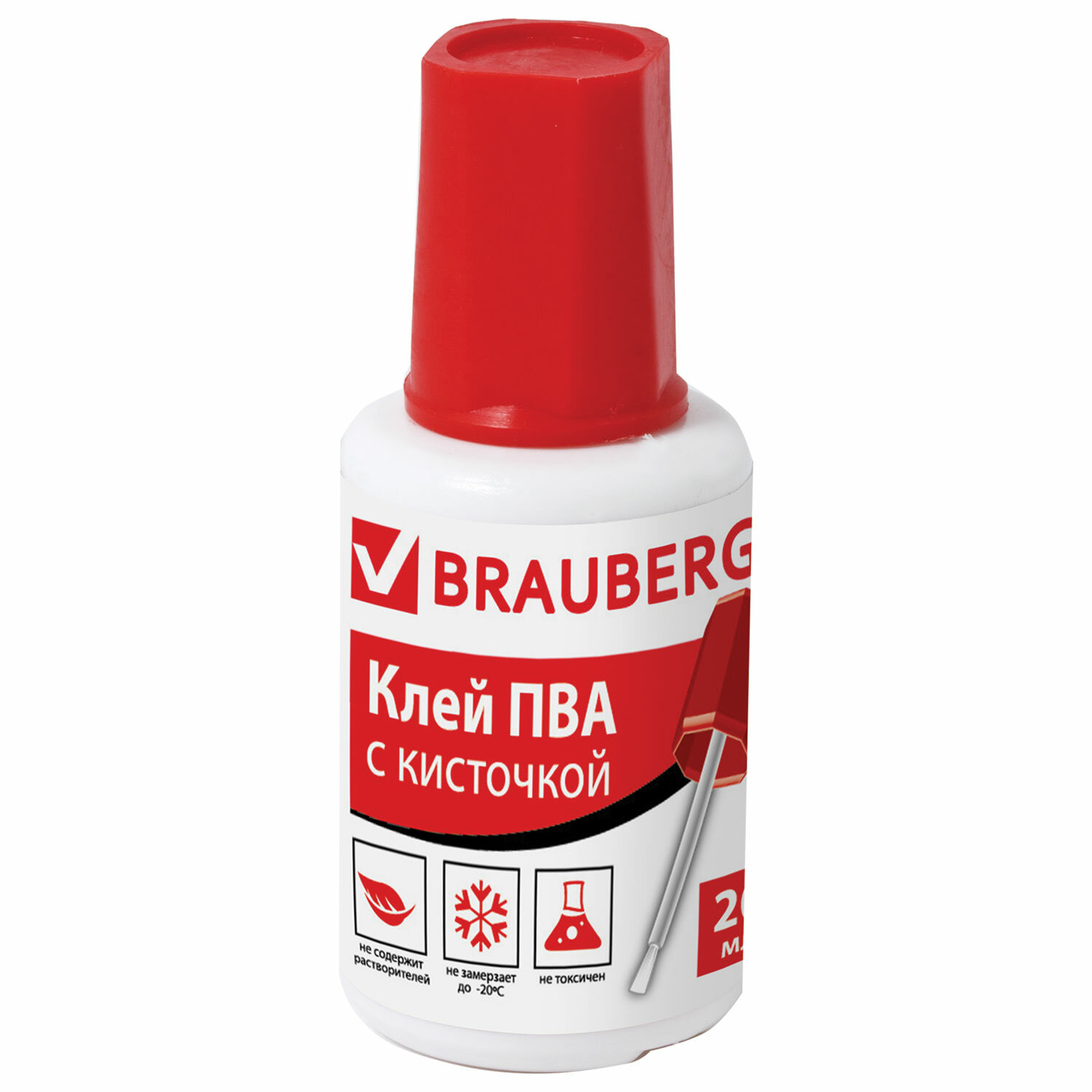 Клей ПВА BRAUBERG, 20 г, с кисточкой, морозостойкий, 222875 купите по выгодной цене