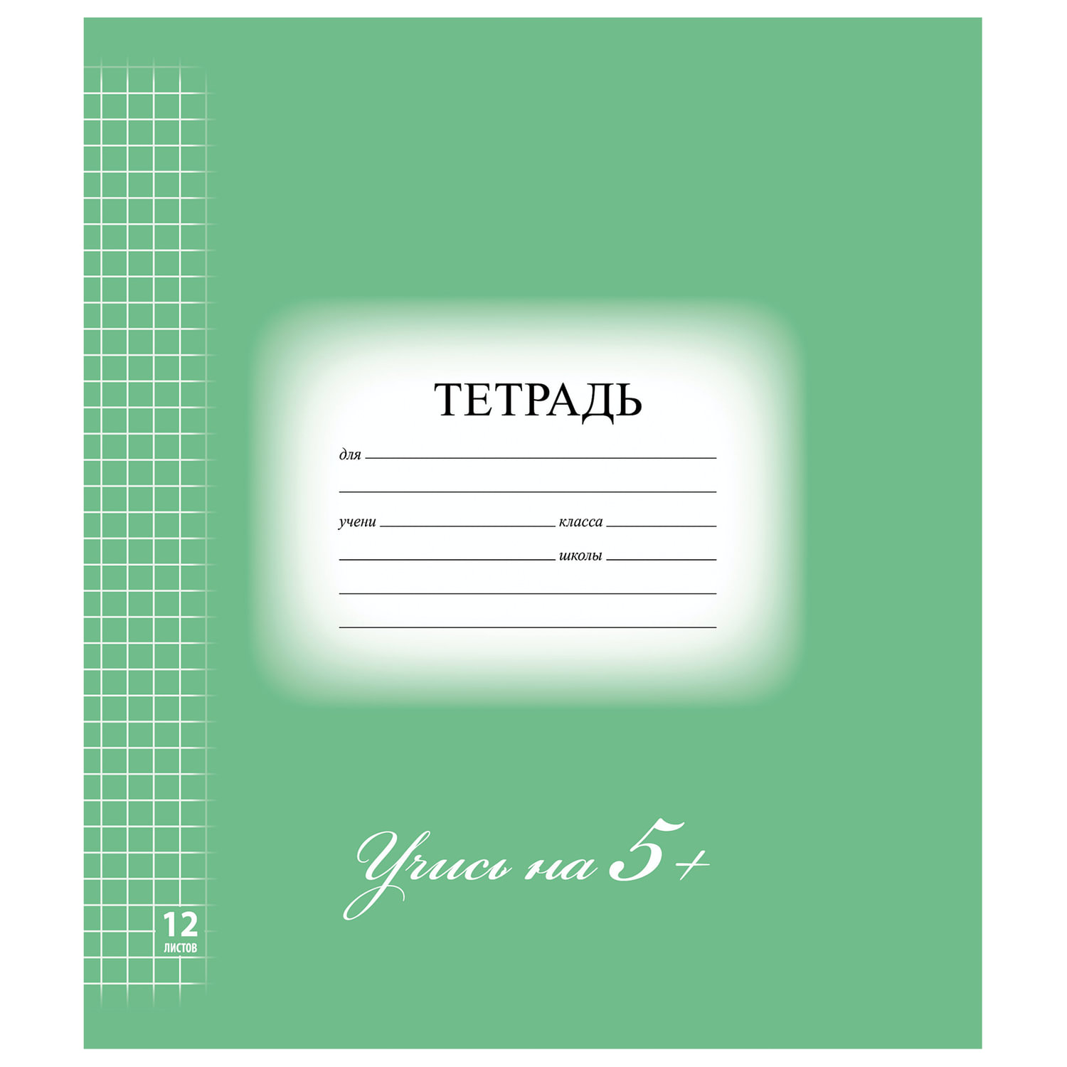 Тетрадь 12 л. BRAUBERG ЭКО 5-КА, клетка, обложка плотная мелованная бумага, ЗЕЛЕНАЯ, 104759 купите по выгодной цене