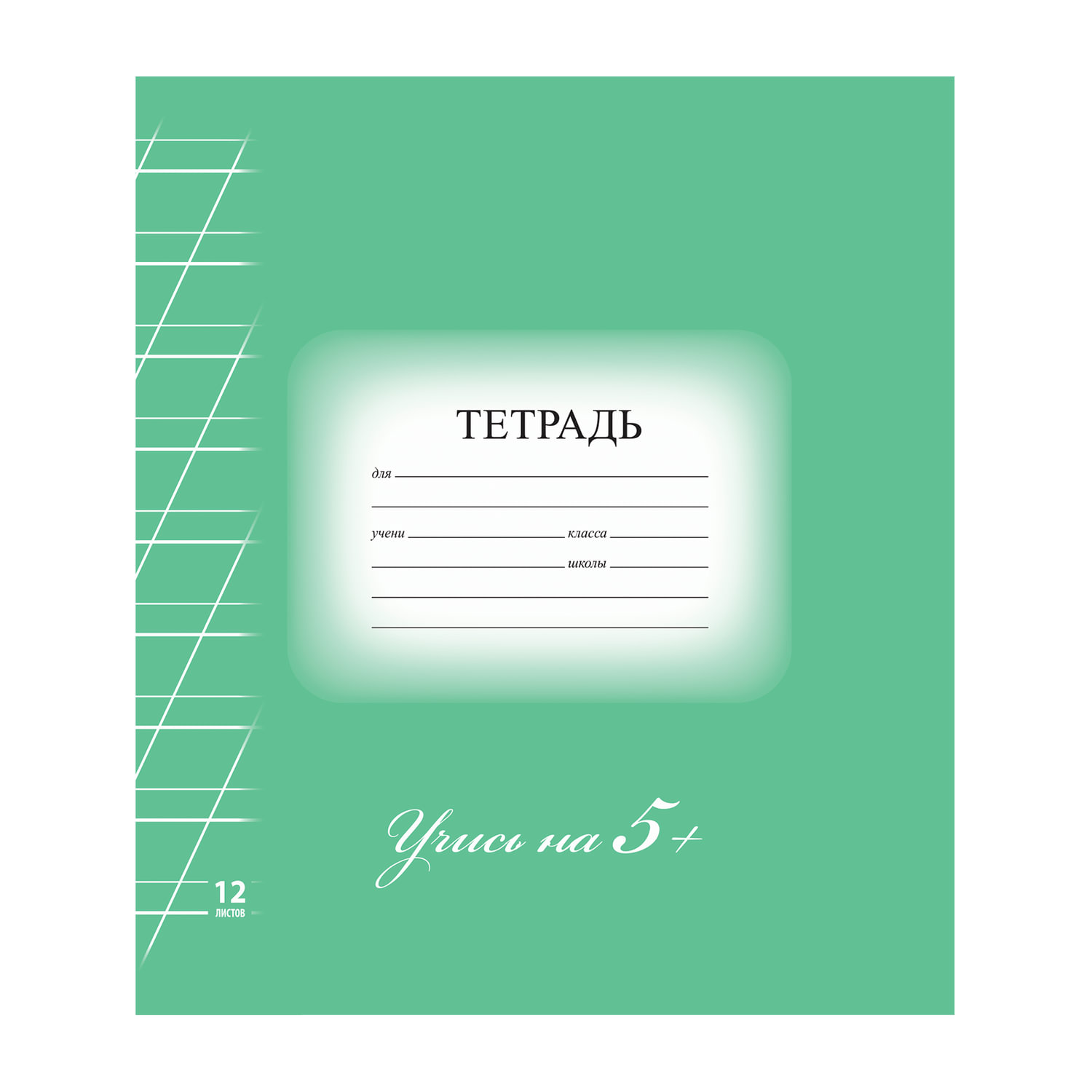 Тетрадь 12 л. BRAUBERG ЭКО 5-КА, косая линия, обложка плотная мелованная бумага, ЗЕЛЕНАЯ, 104762 купите по выгодной цене