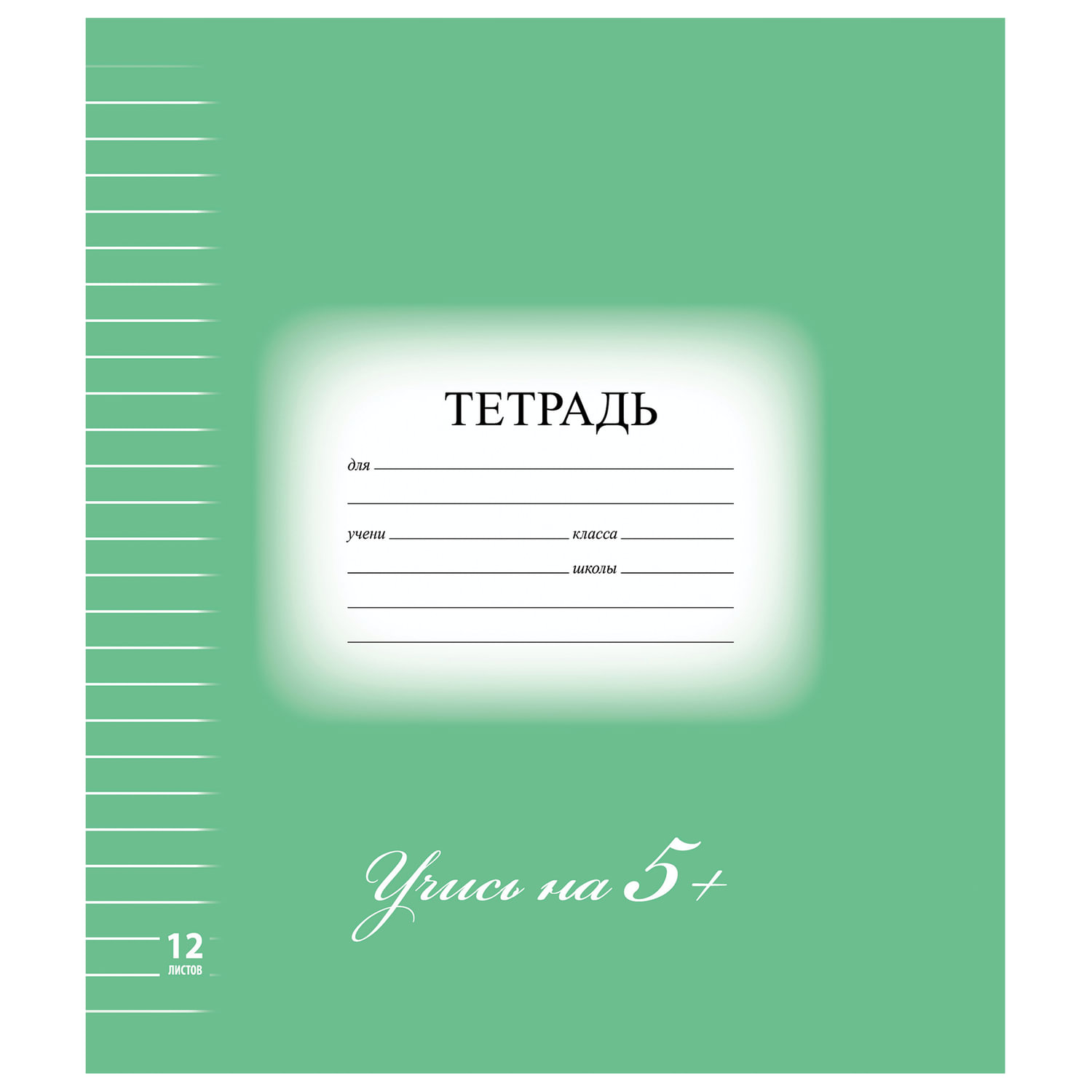 Тетрадь 12 л. BRAUBERG ЭКО 5-КА, линия, обложка плотная мелованная бумага, ЗЕЛЕНАЯ, 104763 купите по выгодной цене
